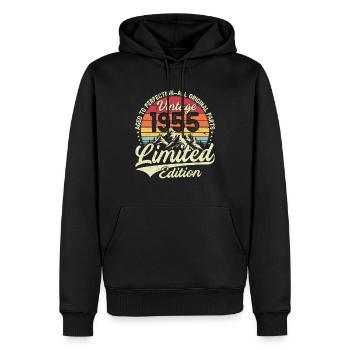 Vintage Birthday Gift 1955 Limited Edition - Men’s Premium Organic Hoodie - black - Front - Nico (187cm)