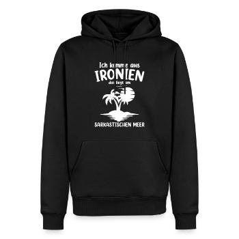 Ich Komme Aus Ironien - Männer Premium Bio Hoodie - Schwarz - Vorne - Nico (187cm)