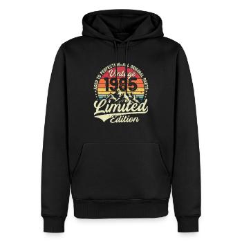 Cadeau D'anniversaire Vintage 1985 Édition Limitée - Sweat à capuche Premium bio Homme - noir - Devant - Nico (187cm)
