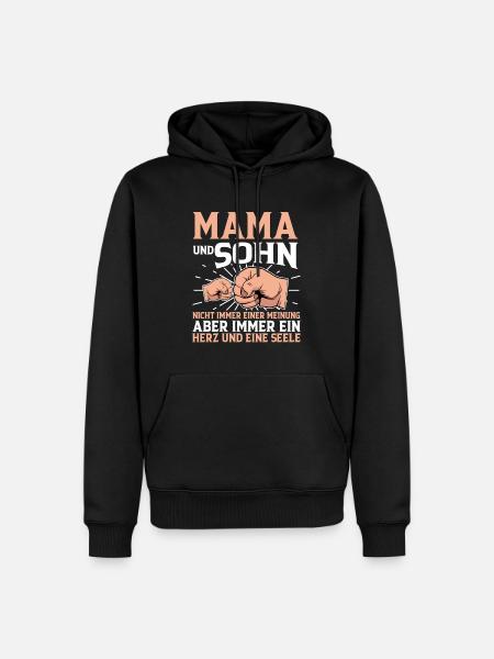 Mama Und Sohn - Männer Premium Bio Hoodie - Schwarz