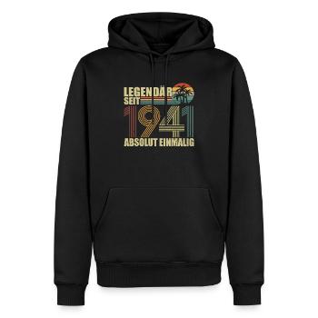 Legendär Seit 1941 Absolut Einmalig - Männer Premium Bio Hoodie - Schwarz - Vorne - Nico (187cm)