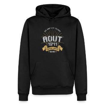 Août 1941 82 Ans Anniversaire Vintage Cadeau - Sweat à capuche Premium bio Homme - noir - Devant - Nico (187cm)