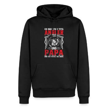 Ich habe zwei Titel Angler Und Papa - Männer Premium Bio Hoodie - Schwarz - Vorne - Nico (187cm)