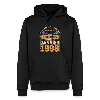 Les Légendes Sont Nées En Janvier 1998 - Sweat à capuche Premium bio Homme - noir - Devant - Nico (187cm)