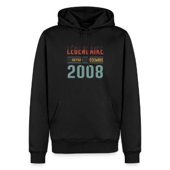 Légendaire Depuis Décembre 2008 Anniversaire - Sweat à capuche Premium bio Homme - noir - Devant - Nico (187cm)