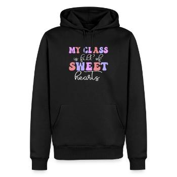 Ma classe est pleine de cœurs doux - Sweat à capuche Premium bio Homme - noir - Devant - Nico (187cm)