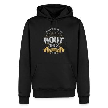 Août 1982 41 Ans Anniversaire Vintage Cadeau - Sweat à capuche Premium bio Homme - noir - Devant - Nico (187cm)