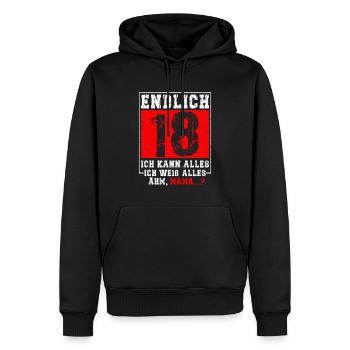 18th Birthday Boy Girl 18 Years Funny Gift - Männer Premium Bio Hoodie - Schwarz - Vorne - Nico (187cm)