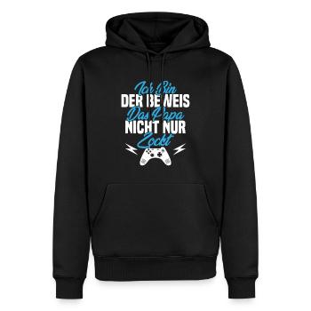 Ich Bin der Beweis das Papa Nicht nur zockt - Männer Premium Bio Hoodie - Schwarz - Vorne - Nico (187cm)