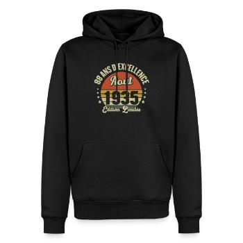 Août 1935 88 Ans Anniversaire Vintage Cadeau - Sweat à capuche Premium bio Homme - noir - Devant - Nico (187cm)