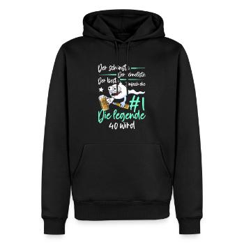 40th Birthday 40 Years Women's Men's Saying Funny - Männer Premium Bio Hoodie - Schwarz - Vorne - Nico (187cm)