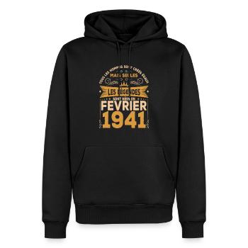 Les Légendes Sont Nées En Février 1941 - Sweat à capuche Premium bio Homme - noir - Devant - Nico (187cm)