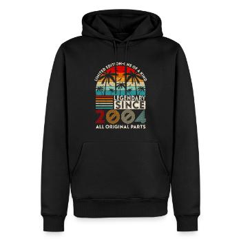 Légendaire Depuis 2004 Toutes Les Pièces D'origine - Sweat à capuche Premium bio Homme - noir - Devant - Nico (187cm)
