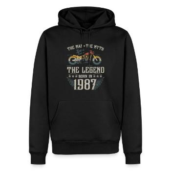 L'homme Le Mythe La Légende Né En 1987 Cadeau - Sweat à capuche Premium bio Homme - noir - Devant - Nico (187cm)