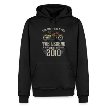 L'homme Le Mythe La Légende Né En 2010 Cadeau - Sweat à capuche Premium bio Homme - noir - Devant - Nico (187cm)