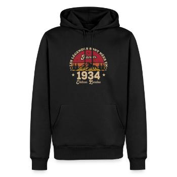 Les Légendes Sont Nées En Février 1934 - Sweat à capuche Premium bio Homme - noir - Devant - Nico (187cm)