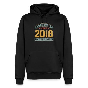 Fabriqué En Janvier 2018 Édition Limitée - Sweat à capuche Premium bio Homme - noir - Devant - Nico (187cm)