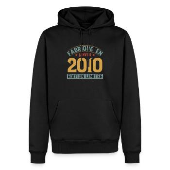 Fabriqué En Janvier 2010 Édition Limitée - Sweat à capuche Premium bio Homme - noir - Devant - Nico (187cm)