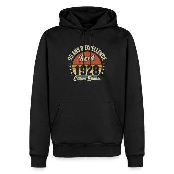 Août 1928 95 Ans Anniversaire Vintage Cadeau - Sweat à capuche Premium bio Homme - noir - Devant - Nico (187cm)