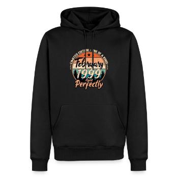 Février 1999 anniversaire 1999 légendes Février - Sweat à capuche Premium bio Homme - noir - Devant - Nico (187cm)