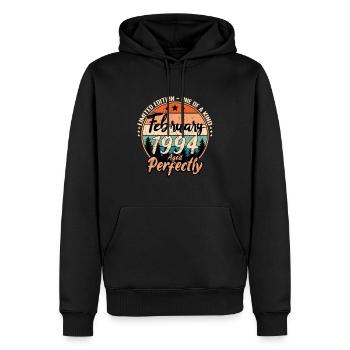 Février 1994 anniversaire 1994 légendes Février - Sweat à capuche Premium bio Homme - noir - Devant - Nico (187cm)