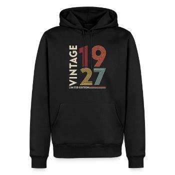 édition limitée millésime 1927 - Sweat à capuche Premium bio Homme - noir - Devant - Nico (187cm)