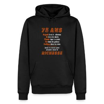75 Ans Anniversaire Drôle Idée Cadeau - Sweat à capuche Premium bio Homme - noir - Devant - Nico (187cm)