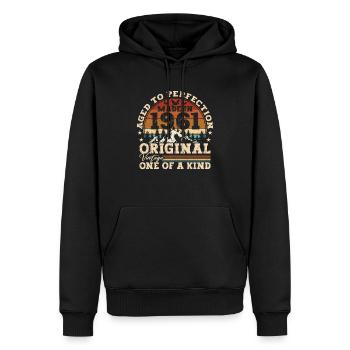 Né en 1961 Vintage Anniversaire Retro Cadeau - Sweat à capuche Premium bio Homme - noir - Devant - Nico (187cm)
