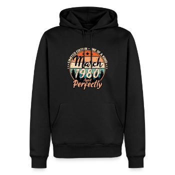 Mars 1980 anniversaire 1980 légendes Mars - Sweat à capuche Premium bio Homme - noir - Devant - Nico (187cm)