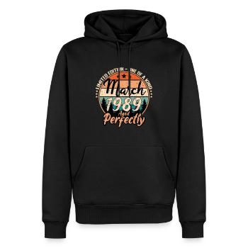 Mars 1989 anniversaire 1989 légendes Mars - Sweat à capuche Premium bio Homme - noir - Devant - Nico (187cm)