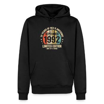 September 1992 31 Years Anniversary Vintage Gift - Men’s Premium Organic Hoodie - black - Front - Nico (187cm)