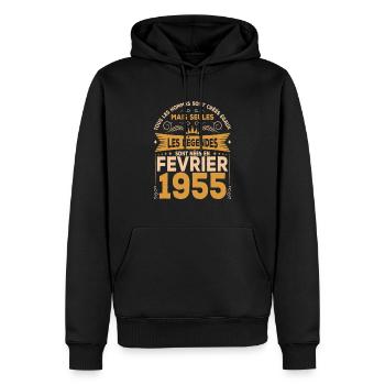 Les Légendes Sont Nées En Février 1955 - Sweat à capuche Premium bio Homme - noir - Devant - Nico (187cm)