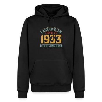 Fabriqué En Février 1933 Édition Limitée - Sweat à capuche Premium bio Homme - noir - Devant - Nico (187cm)