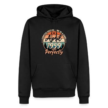 April 1959 Jubiläum 1959 Legenden April - Männer Premium Bio Hoodie - Schwarz - Vorne - Nico (187cm)