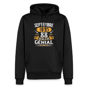 Septembre 1935 88 Ans Que Je Suis Génial Cadeau - Sweat à capuche Premium bio Homme - noir - Devant - Nico (187cm)