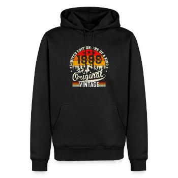 Millésime original 1999 - Sweat à capuche Premium bio Homme - noir - Devant - Nico (187cm)