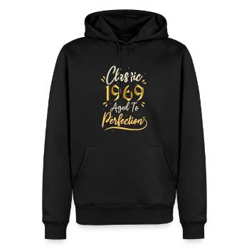 Anniversaire 1969 cadeau 1969 Classic 1969 - Sweat à capuche Premium bio Homme - noir - Devant - Nico (187cm)