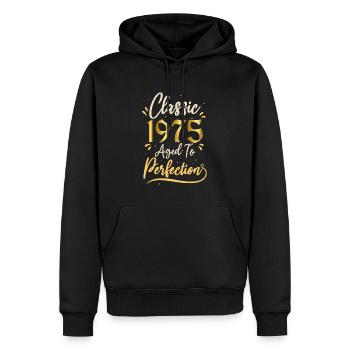 Anniversaire 1975 cadeau 1975 Classic 1975 - Sweat à capuche Premium bio Homme - noir - Devant - Nico (187cm)