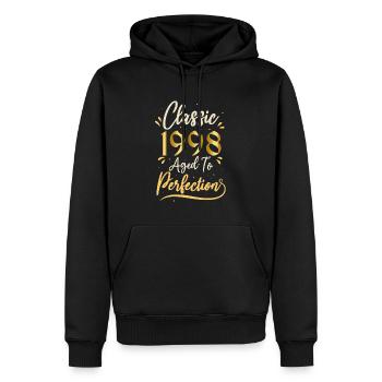 Anniversaire 1998 cadeau 1998 Classic 1998 - Sweat à capuche Premium bio Homme - noir - Devant - Nico (187cm)