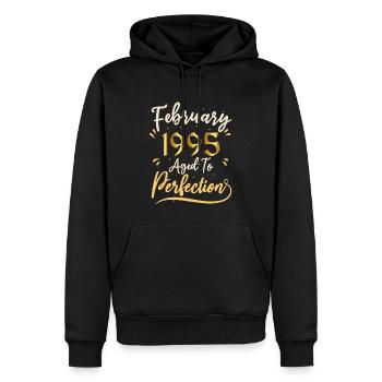 Februar 1995 Februar perfekt gealtert 1995 - Männer Premium Bio Hoodie - Schwarz - Vorne - Nico (187cm)