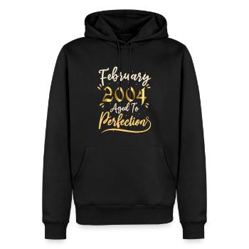 Februar 2004 Februar in Perfektion gealtert 2004 - Männer Premium Bio Hoodie - Schwarz - Vorne - Nico (187cm)