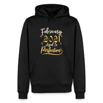 Février 2021 Février âgée à la perfection 2021 - Sweat à capuche Premium bio Homme - noir - Devant - Nico (187cm)