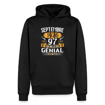 Septembre 1926 97 Ans Que Je Suis Génial Cadeau - Sweat à capuche Premium bio Homme - noir - Devant - Nico (187cm)