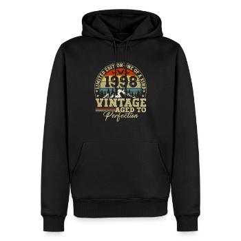 1998 Vintage Bis Zur Perfektion Gereift - Männer Premium Bio Hoodie - Schwarz - Vorne - Nico (187cm)