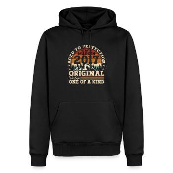 Geboren 2017 Vintage Geburtstag Retro Geschenk - Männer Premium Bio Hoodie - Schwarz - Vorne - Nico (187cm)