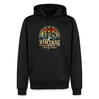 1996 Vintage Bis Zur Perfektion Gereift - Männer Premium Bio Hoodie - Schwarz - Vorne - Nico (187cm)