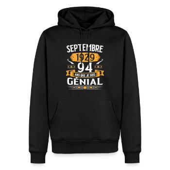 Septembre 1929 94 Ans Que Je Suis Génial Cadeau - Sweat à capuche Premium bio Homme - noir - Devant - Nico (187cm)
