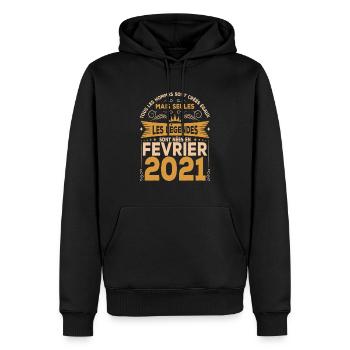 Les Légendes Sont Nées En Février 2021 - Sweat à capuche Premium bio Homme - noir - Devant - Nico (187cm)