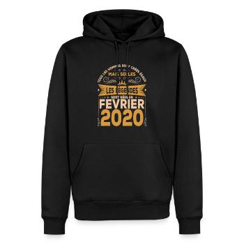 Les Légendes Sont Nées En Février 2020 - Sweat à capuche Premium bio Homme - noir - Devant - Nico (187cm)