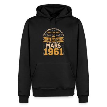 Les Légendes Sont Nées En Mars 1961 - Sweat à capuche Premium bio Homme - noir - Devant - Nico (187cm)